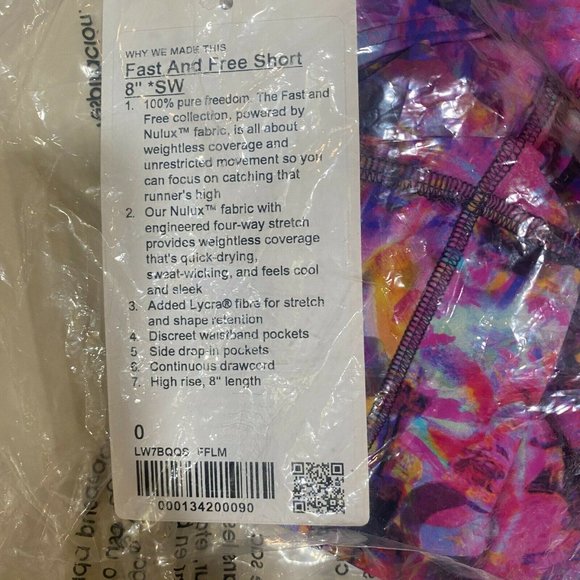 Lululemon SeaWheeze 2021 Fast & Free High Rise Shorts 8" Flash Floral Multi 0 - Picture 4 of 6
